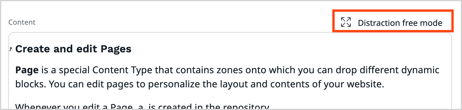 Access distraction free mode Access distraction free mode
