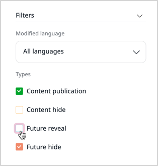 Viewing calendar filters Viewing filters